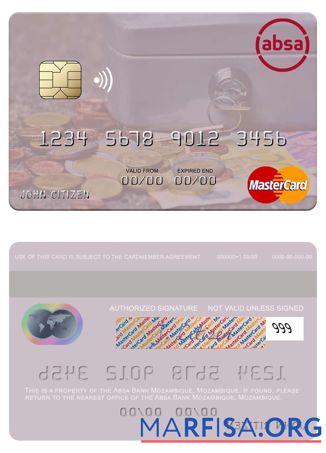 Blank Mozambique Absa Bank Mozambique mastercard download for verification